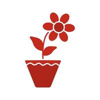 Crocus in flowerpot glyph color icon. Silhouette symbol on white background. Negative space. Vector illustration