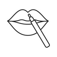 Pencil lipstick linear icon. Thin line illustration. Makeup contour symbol. Vector isolated outline drawing