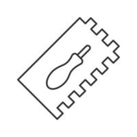 Rectangular notched trowel linear icon. Thin line illustration. Construction spatula. Contour symbol. Vector isolated outline drawing