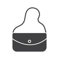 Women's handbag glyph icon. Silhouette symbol. Purse. Negative space. Vector isolated illustration