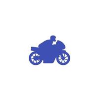 Rider on sport motorcycle icon on white vector