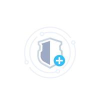 Security icon with add sign, vector