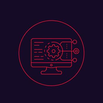 codificación, desarrollo de aplicaciones, integración de software, icono de vector de programación, lineal