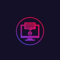 speech recognition in computer vector icon in circle