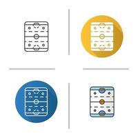 Ice hockey rink icon. Flat design, linear and color styles. Hockey stadium scheme. Isolated vector illustrations