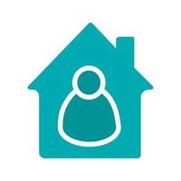 Tenant glyph color icon. Housekeeper. House with person inside. Silhouette symbol on white background. Negative space. Vector illustration
