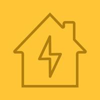 Home electrification linear icon. Electric utilities. House with lightning bolt inside. Thin line outline symbols on color background. Vector illustration