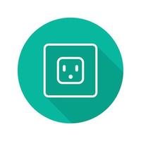 Electric power socket flat linear long shadow icon. Vector outline symbol