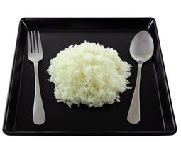 rice in black plate. photo