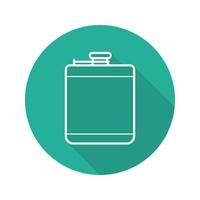 Hip flask flat linear long shadow icon. Alcohol flask. Vector outline symbol