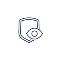 privacy, eye and shield line icon vector