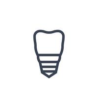 diente, icono de implante dental en blanco vector