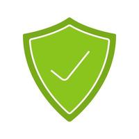 Security check glyph color icon. Protection shield with tick mark. Silhouette symbol on white background. Negative space. Vector illustration