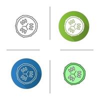 Cucumber slice icon. Flat design, linear and color styles. Spa. Cucumber facial mask. Isolated vector illustrations