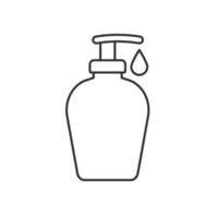 Shower gel linear icon. Thin line illustration. Liquid soap with drop. Contour symbol. Vector isolated outline drawing