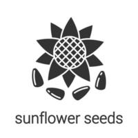 Sunflower seeds glyph icon. Silhouette symbol. Flavoring, seasoning. Negative space. Vector isolated illustration