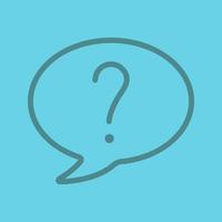 Question linear icon. Question mark inside chat bubble. Thin line outline symbols on color background. Vector illustration