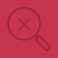 Search cancel linear icon. Magnifying glass with cross. Thin line outline symbols on color background. Vector illustration