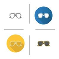Sunglasses icon. Flat design, linear and color styles. Aviators. Isolated vector illustrations