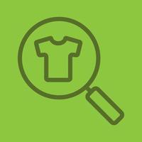 Clothes search linear icon. Magnifying glass with t-shirt. Thick line outline symbols on color background. Vector illustration