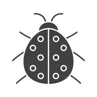 Ladybug glyph icon. Silhouette symbol. Ladybird. Negative space. Vector isolated illustration