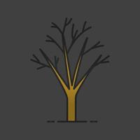 Tree without leaves color icon. Autumn season. Isolated vector illustration