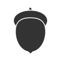 Acorn glyph icon. Silhouette symbol. Oak fruit. Negative space. Vector isolated illustration