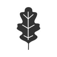 icono de glifo de hoja de roble. símbolo de silueta. hoja del árbol del bosque. espacio negativo. vector ilustración aislada