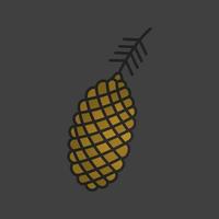 piña, icono de color de piña. rama de pino. Ilustración de vector aislado de silvicultura