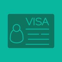 Travel visa glyph color icon. Silhouette symbol. Negative space. Vector isolated illustration