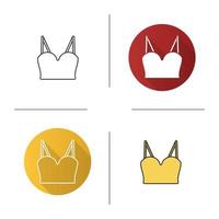 Women's top icon. Flat design, linear and color styles. Isolated vector illustrations