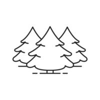 Fir forest linear icon. Thin line illustration. Spruces contour symbol. Vector isolated outline drawing