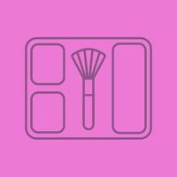 Blusher linear icon. Blusher box with brush. Thin line outline symbols on color background. Vector illustration