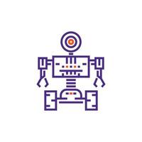 Robotics, robot in linear style vector