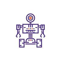 Robotics, robot in linear style vector