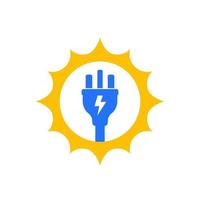 Solar energy icon with electric plug vector
