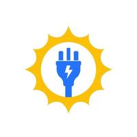 Solar energy icon with electric plug vector