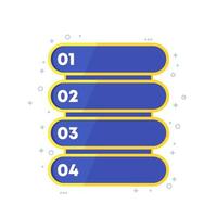 1, 2, 3, 4 steps, progress bar design, vector