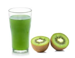 Kiwi fruit juice isolated on white background photo