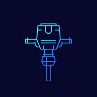 jackhammer tool line icon, vector