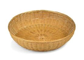 Wooden bamboo  basket isolated on white background photo