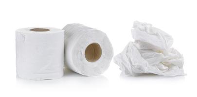 toilet paper on white background photo
