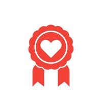 medal for likes icon with heart vector