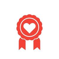 medal for likes icon with heart vector