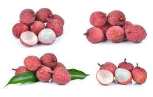 Fresh lychee isolated on white background photo