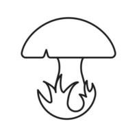 Mushroom in grass linear icon. Thin line illustration. Contour symbol. Vector isolated outline drawing