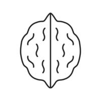 Walnut linear icon. Hazelnut, nut thin line illustration. Autumn season contour symbol. Vector isolated outline drawing