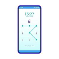 Pattern lock smartphone interface vector template. Password. Mobile lock combination. App page blue design layout. Screen passcode. Flat UI for application. Unlock phone display