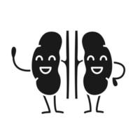 Smiling human kidneys emoji glyph icon. Silhouette symbol. Healthy urinary tract. Urinary system health. Negative space. Vector isolated illustration