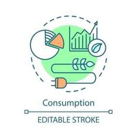 Eco friendly consumption concept icon. Waste reduction, alternative resource idea thin line illustration. Environmental corporate responsibility. EPI. Vector isolated outline drawing. Editable stroke